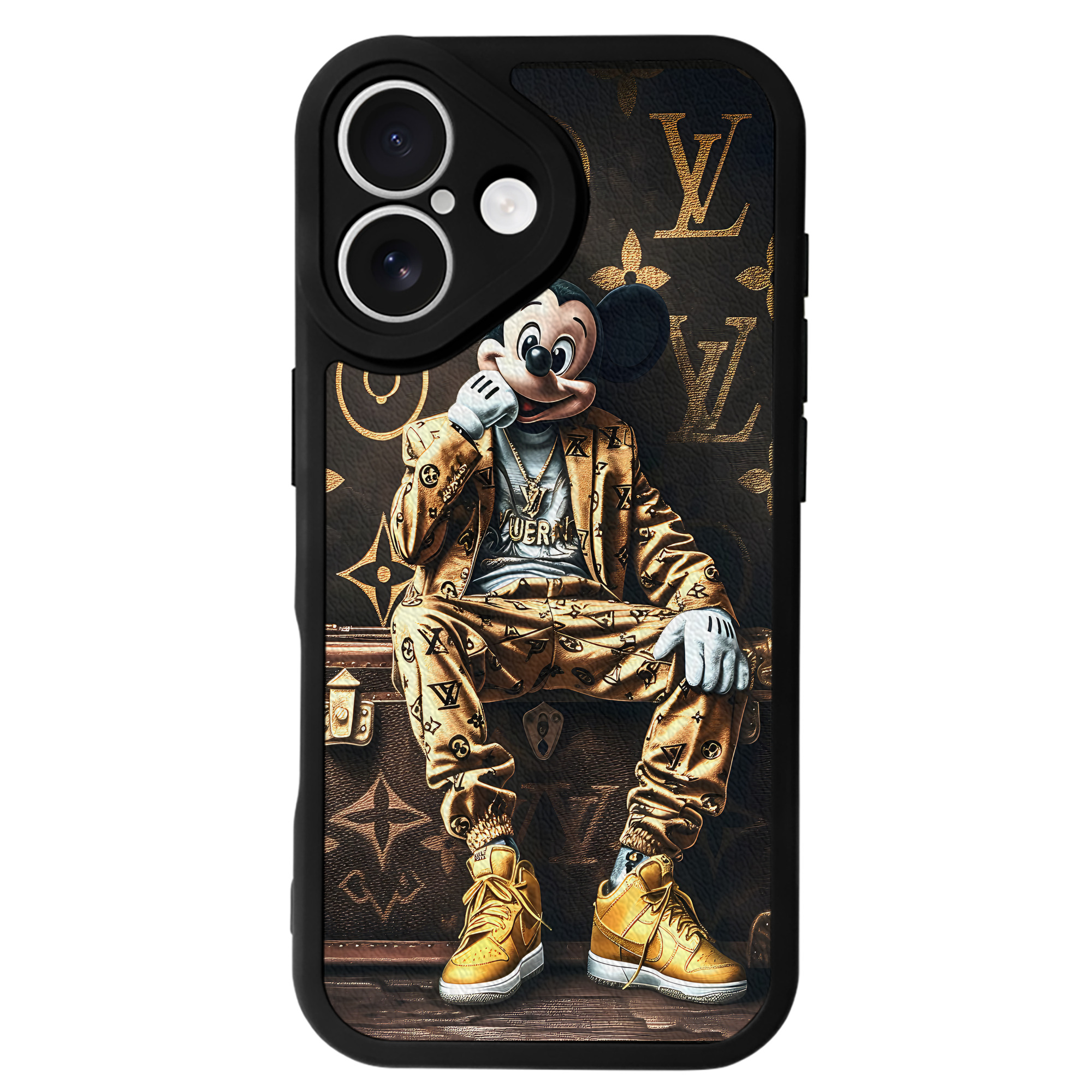 （画像用） ミッキーマウス Mickey Mouse 【iPhone 16シリーズ対応】シリコンスマホケース（レザー調） 材質：シリコン